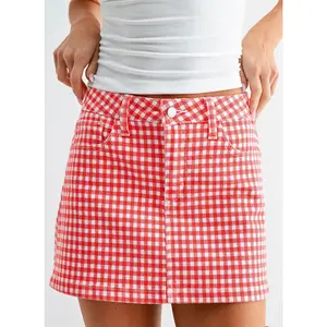Red Gingham Micro Skirt