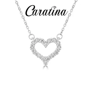 Caratina 0.6CT S925 Heart Pendant Necklace Moissanite Heart Necklace Perfect Valentine's Day Anniversary Wedding Set Gift Unisex Christmas Gift