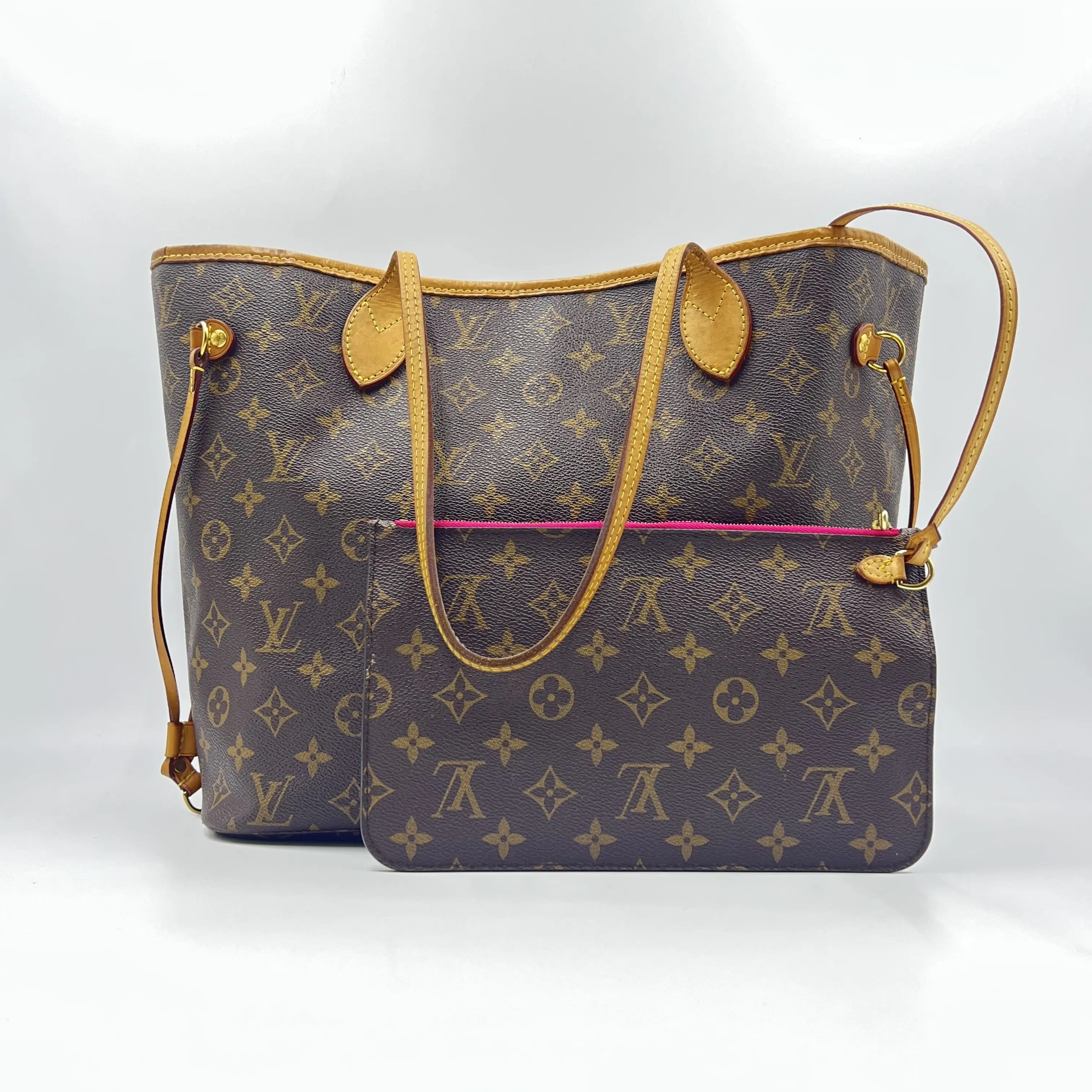 Pre-owned Louis Vuitton Coated Canvas Tote Bags Neverfull Tote Monogram Canvas MM