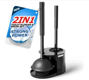 FORASTO 2 in 1 Toilet Plunger and Brush Set，Extended Handle Plunger，Toilet Bowl Brush Plunger Set, Bathroom Cleaning Tools ，Toilet Brush Plunger Combo，Cleaning Brush，Bathroom Cleaning Supplies
