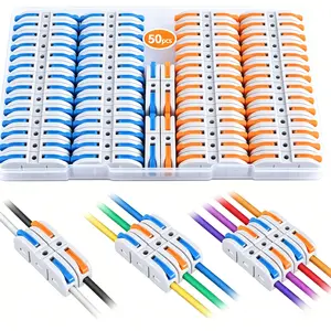 Lever Wire Connectors, HTCELLE 50-Piece QuickConnect Electrical Splicing Kit for Compact InlineTerminals - 28-12 AWG