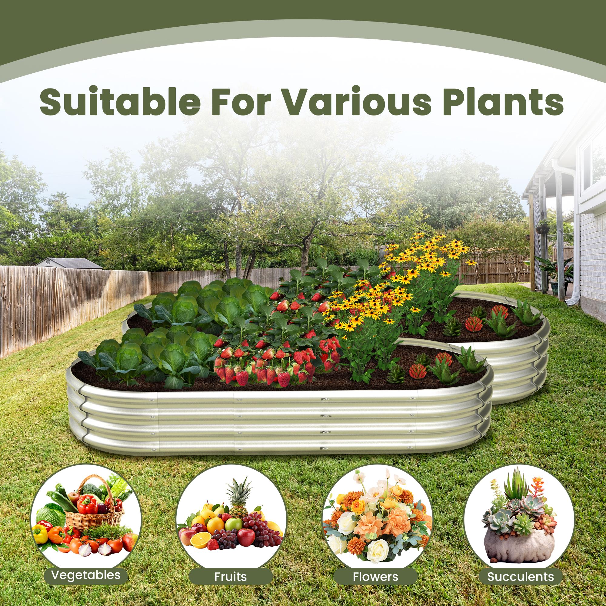 ennva 2-piece set of galvanized raised garden beds, galvanized oval large metal raised garden boxes, suitable for outdoor vegetable growing ennva 2-piece set of galvanized raised garden beds, galvanized oval large metal raised garden boxes, suitable for outdoor vegetable growing