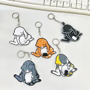 Creative Cat Prank Stretchable Egg Keychain, Rotating Egg Pendant for Backpacks & Bags, Fun Travel Accessory, Perfect Gift, Cute Lightweight Keychain