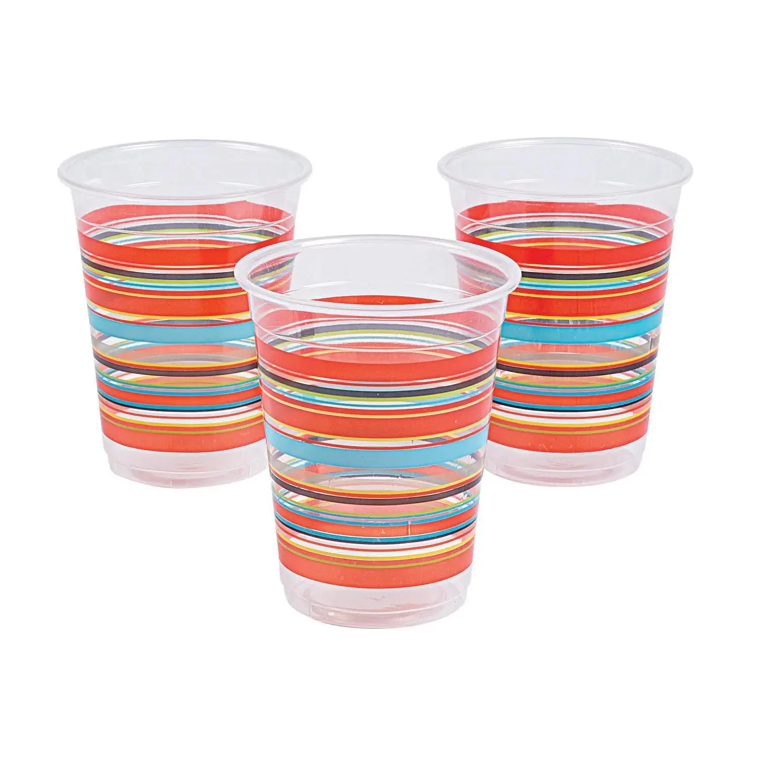 16 oz. Bulk 50 Ct. Viva Fiesta Serape Stripe Pattern Disposable Plastic Cups