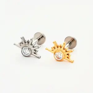Internally Threaded | Sunbeam Flat Back Titanium Stud Earring