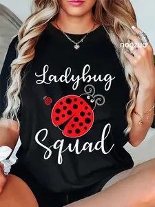 100% Cotton Ladybug Squad T-Shirt Birthday Squad & Sister