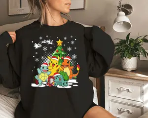 POKEMON Christmas Tree Shirt, Christmas Pokemon Sweatshirt, Pokemon Shirt, Pokemon Merch, Manga Shirt, Pokemon for fan, Gift for him, Gift for her