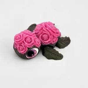 Prospect 3D - Flower Theme Mini Sea Turtle – 3D Printed Figurine (2") - Sea Turtle Island