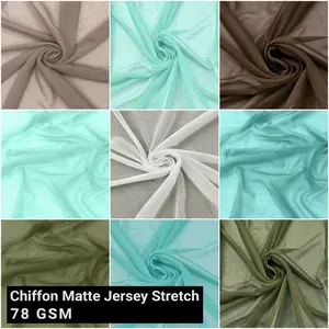 Multicolor Apparel and DIY fabric By The Yard - 60" Solid Color Chiffon Matte Jersey Stretch Knit  - 78 GSM, Lightweight, Soft, Minimal Stretch - (SKU 452)