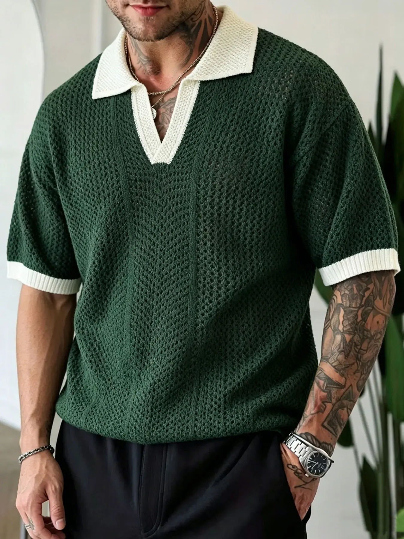 Summer Knitting Top, Hollow Out Crew Neck Short Sleeve Casual Fashion Acrylic Knitted Sweater, Breathable Lightweight Design for Vacation & Leisure