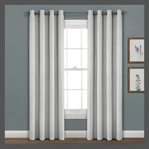 84"x52" Faux Linen Absolute Blackout Grommet Top Single Window Curtain Panel