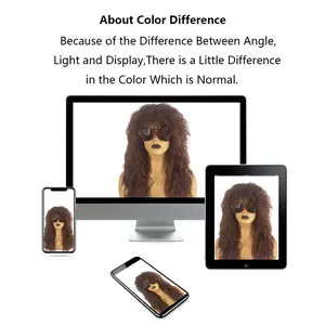 80s Rock Mullet Wigs for Men and Women Long Brown Curly Wig 70s 80s Costumes for Men Women Halloween Cosplay Party Wigs