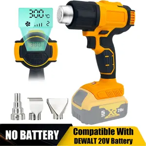 Cordless Heat Gun for Dewalt 20V Battery, 122℉-1022℉ Hot Air Gun with Digital LCD Display, Adjustable Temperature and Air Control with 3 Nozzles for Crafts, Shrinking PVC, Stripping Paint (No Battery) Tool Portable