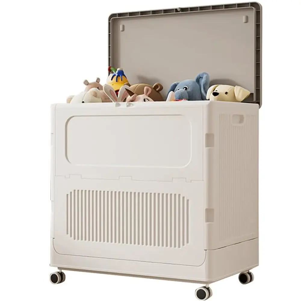 【Christmas Gift】Foldable Laundry Hamper with Lid and Wheels 123L Large Capacity Dirty Clothes Hampers Plastic Rolling Laundry Basket Household Storage Box