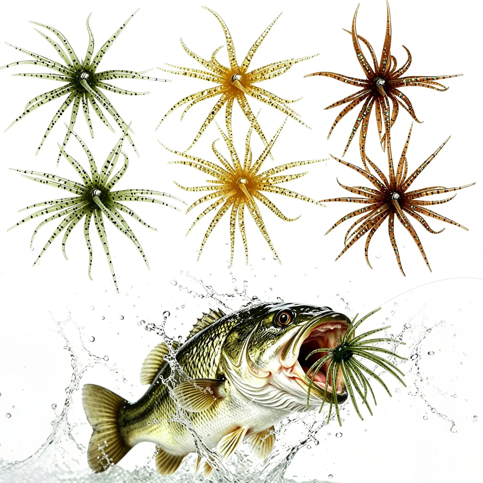 Tentacle Creature Lure(2/4Pcs), Japanese Finesse Worm for Bass Fishing - for Drop Shot, Wacky Rig/Neko Rig and Finesse, Slow Sinking