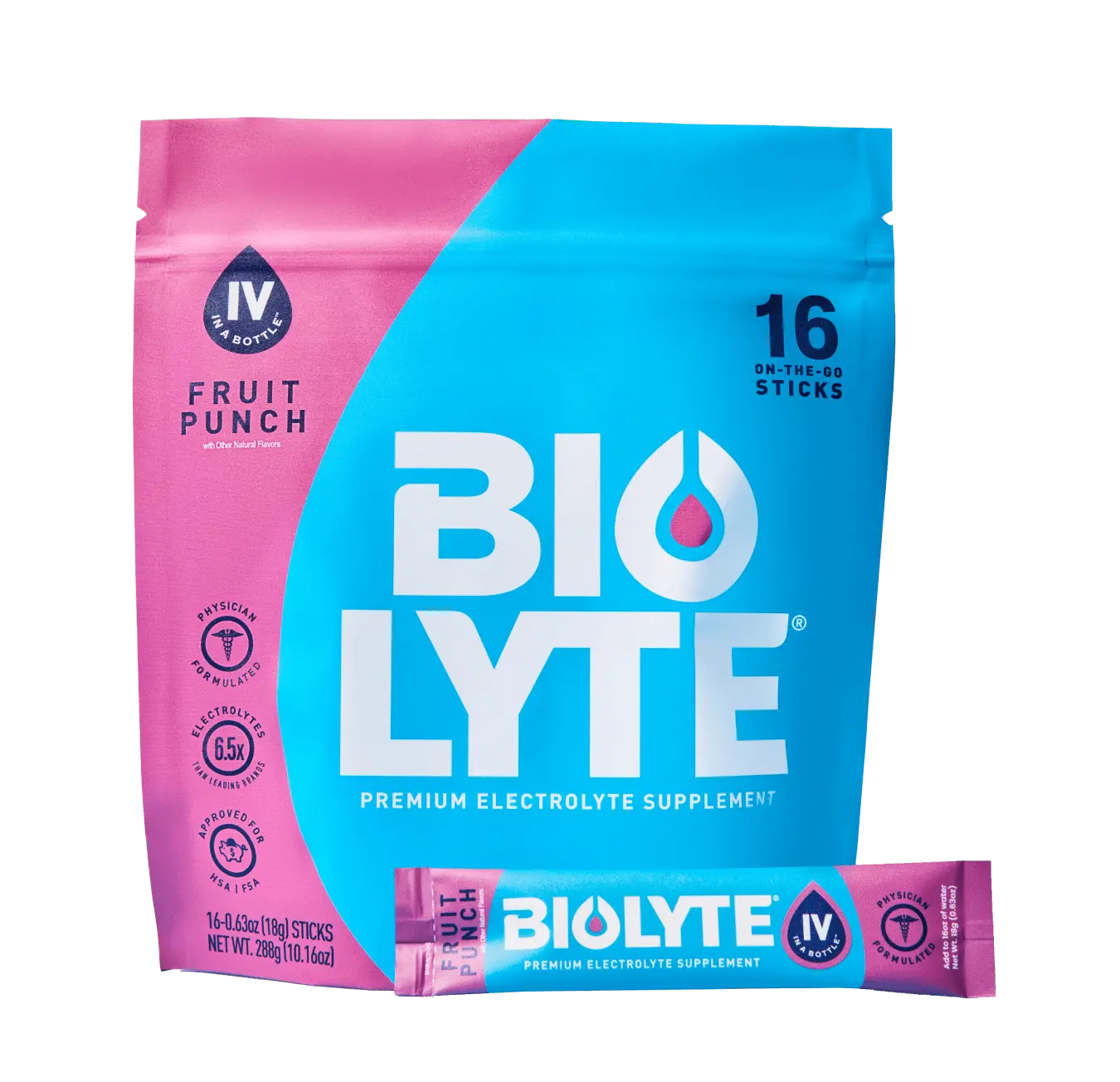 BIOLYTE FRUIT PUNCH - ON THE GO - 16 STICKS