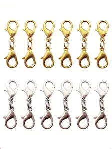 20 pcs  Golden/Silvery Lobster Clasps + Single Ring，Jewelry Making Accessories, Jewelry Adjustment Keychain, Gold and Silver Fashion Accessories, Bracelets, Necklaces, Keychain Making Accessories, Metal Accessories, Diy Jewelry Accessories