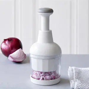 CocoRuta Food Chopper - Manual Hand Chopper for Vegetables, Onions, Garlic, Salads, Ginger, Carrots, Fruits, Nuts - Dishwasher-Safe, White, Easy to Clean, Versatile Kitchen Tool