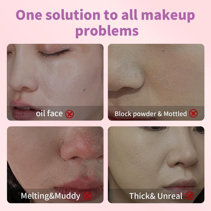RTETETOK Makeup Setting Cream Oil Control Waterproof Matte Long-lasting Flawless Facial Makeup with Mirror Non-Lossing Powder Silky Cosmetic Smooth
