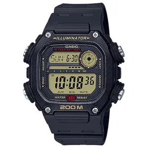 Casio Men's Heavy-Duty Black Digital Sport Watch with Gold Accents - DW-291H-9AV