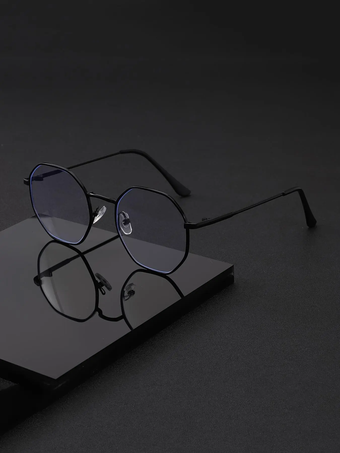 Men's Metal Polygon Irregular Full Frame Fashion Trendy Casual Eyeglasses, High Quality Eyeglasses, Premium Pc Lenses for College Style, Ideal for Daily and Commuting Wear, Stylish Trendy Eyewear