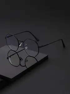Men's Metal Polygon Irregular Full Frame Fashion Trendy Casual Eyeglasses, High Quality Eyeglasses, Premium Pc Lenses for College Style, Ideal for Daily and Commuting Wear