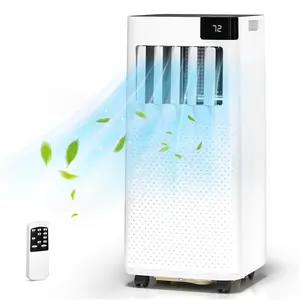 Electactic 8000BTU Portable Air Conditioner, 3-in-1 Unit with Cooling, Dehumidification & Fan Modes, 2 Fan Speeds, 24-Hour Timer, Full-Function Remote Control, LED Display