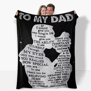 "To My Dad" Heartfelt Flannel Blanket​ with touching words & hero outline.Super soft father son bed blanket for all seasons, decor, naps.Perfect gift from son or daughter
