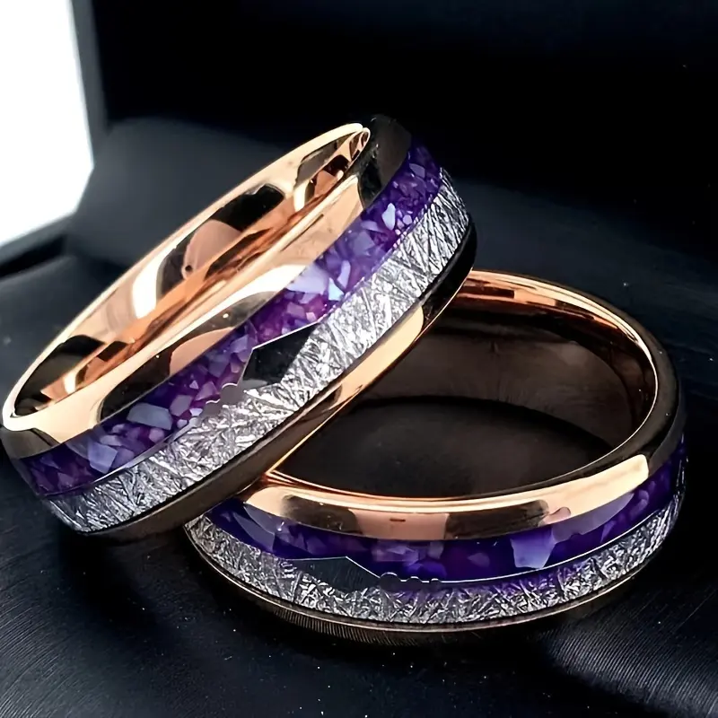 [Scratch Resistant] Rose Goldn and Amethyst Gradient Arrow Ring |           Durable Stainless Steel |           Allergy and Scratch Resistant |           Perfect for Weddings, Fashion and Casual Looks