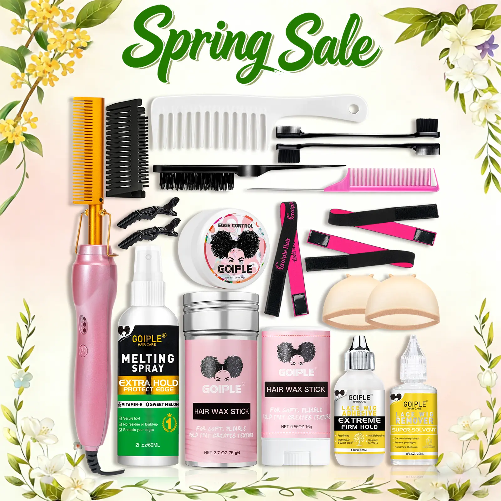 19pcs Pink Hot Comb Set