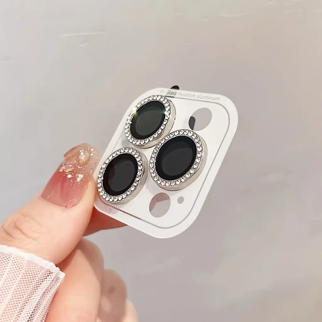 Custom Diamond-Embedded Metal Crystal Camera Lens Cover, Cellphone Protection Accessory with Scratch-Resistant, Durable, Stylish Design for iPhone 17/16/15/14/13 Pro Max, Air, Plus Models