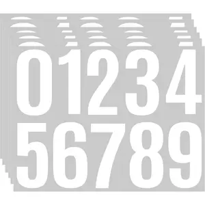 4 Inch Vinyl Number Stickers 0-9,  Self-Adhesive Address Numbers , 6 Sheets Peel and Stick Mailbox Stickers for House Door Trash Can Outdoor Signs(white)