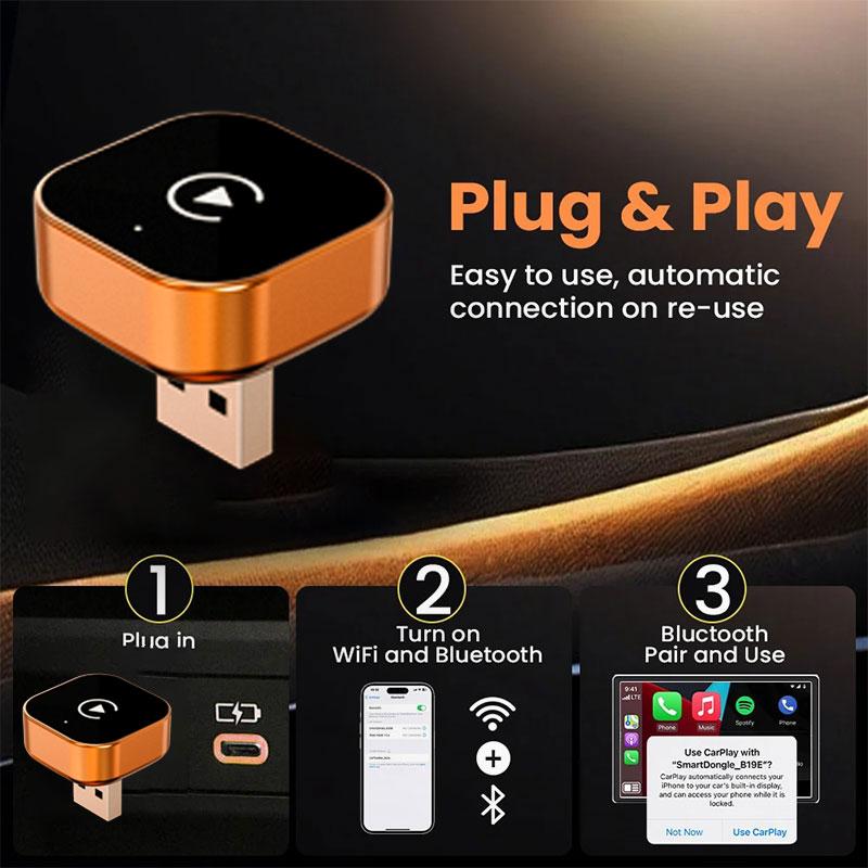 TrolinkTek 2026 Wireless CarPlay Adapter & Android Auto Adapter - 5GHz Bluetooth 5.4 dual-mode Type-C/USB dual interface, plug and play, second connection without delay, support OTA online upgrade