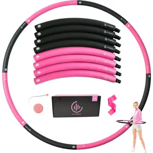 Weighted Fitness Hoop for Adults Beginners, 2lb Hula Hoop for Fun Exercise, 8 Detachable Sections