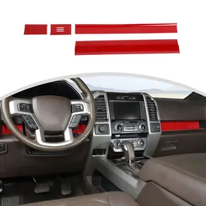 Center Console Dash Strips Trim Cover For Ford F150 2015-2020 Decorative Accessories Car Interior Kit Dashboard Automotive Truck Steering Vehicle Decal ABS Material UV Resistant