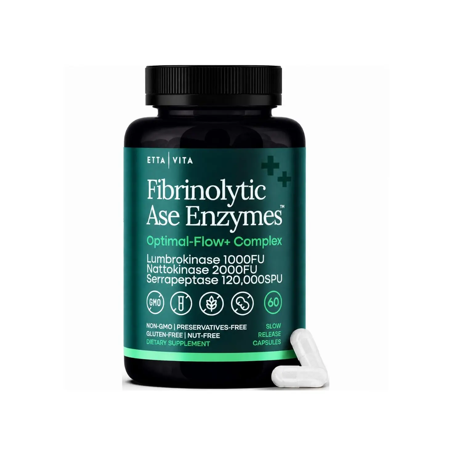 Nattokinase 4000 FU Serrapeptase 240000 SPU Lumbrokinase 2000 FU 60ct | Triple Proteolytic Enzyme Complex | Delayed-Release Capsules | Vegan, Non-GMO, Gluten Free, Made in USA