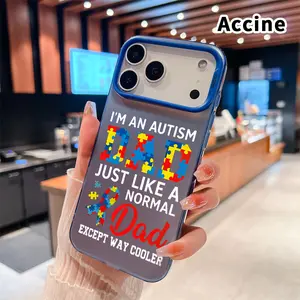 Autism Dad Pride Pattern Phone Case for iPhone 17 16 15 14 Pro Max 13 12 11 XR XS Plus Air E IMD Hybrid Plate Hologram Shockproof Durable Hard Cover