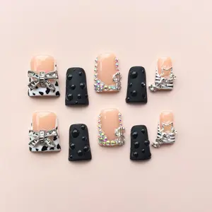 Y2K Punk Style Nail Art Stickers, Handmade Nail Art, 10 Pieces Coin Design, Duck Mouth Shape, Glossy Finish, Perfect for Parties and Daily Wear