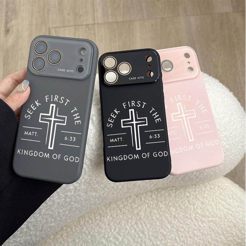 Seek First The Kingdom Of God Graphic Phone Case And Scripture Mark Matt.6:33 Adopts Soft Skin-Friendly Liquid Silicone Material, Featuring A Smooth Matte Surface That Effectively Resists Fingerprints For iPhone 12,13,14,15,16,17
