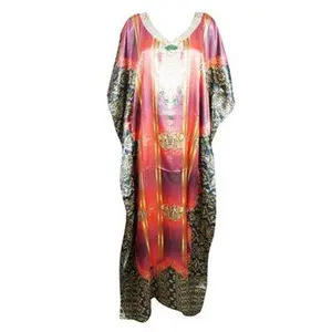 Womens Cruise Kaftan Dress, Soft Satin Silk Beach Cover Up Maxidresses, Caftan L-3XL