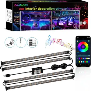 Car Led Strip Lights, RGB Truck Interior Lights with App Control, Under Dash Footwell Automotive Led Light Strip, Car Ambient Lighting (set)