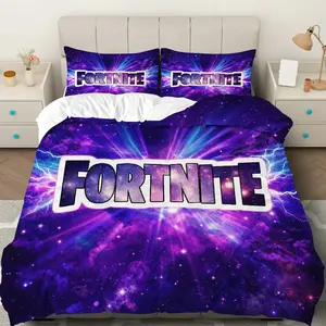 3PCS Duvet Cover Set, 1 Duvet+2 Pillowcases(Without filler), Galaxy Lightning Gaming Cool Theme, Birthday bedding set, Fortnite Bedroom Decor for Teens,  Room, Game Room, Dorm Room.