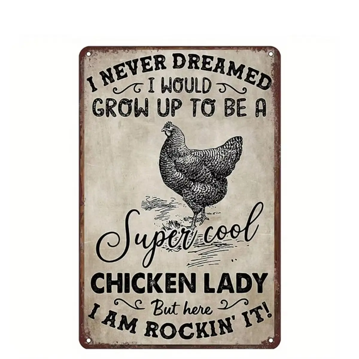 Funny Chicken Lady Aluminum Sign - Vintage Farmhouse Wall Art Plaque Novelty Decor