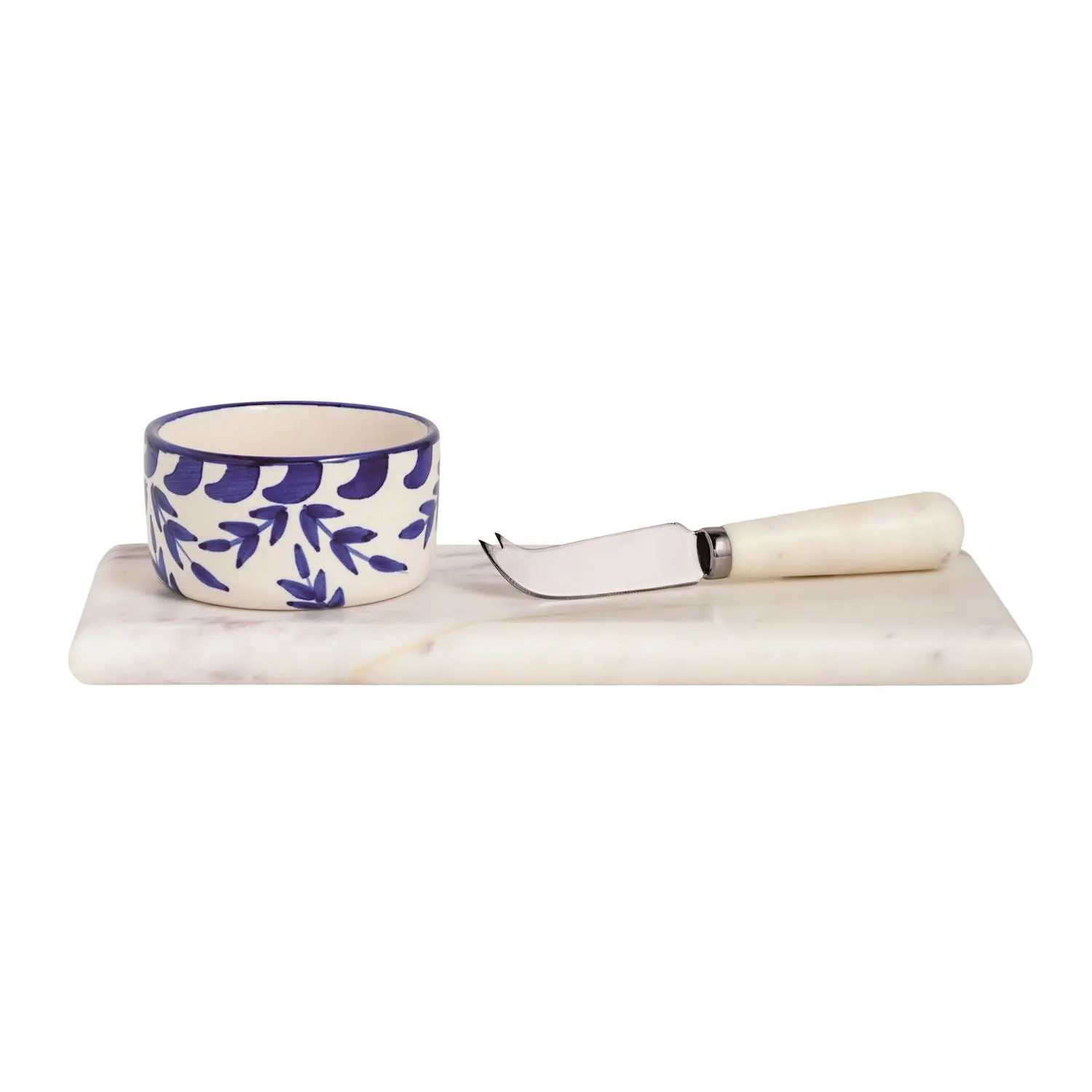 Marble Board & Blue Floral Tidbit Set