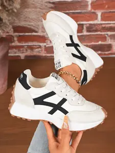Women's Spring Autumn Colorblock Sport Shoes, Comfortable Breathable Lace-Up Sneakers, Thick Sole Anti-Slip Fashion Casual Shoes, Breathable Sports Sneakers