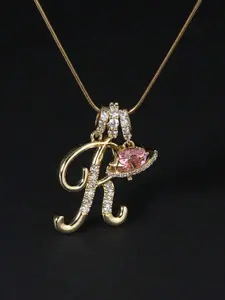 1pcs Cubic Zirconia Heart-Shaped Necklace With 26 English Alphabet Design, Classic Vintage Pendant Necklace, Suitable For Daily Wear Or Gatherings, Perfect For Valentine's Day Gift