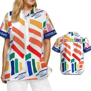 Personalized Hawaiian Shirt With Name, Love Is Love Rainbow, Lgbt Gay Lesbian Transgender Hawaiian Aloha, Trendy Hawaiian Shirt for Men and Women - Perfect for Beach, Vacation, or Casual Summer Outfits, Unisex Fit