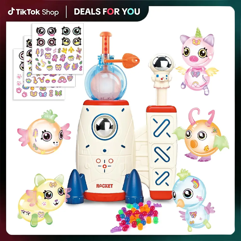 DIY Space Rocket Balloon Craft Kit for Kids, 60 Balloons & 134 PCS Accessories, Build 3D Space Models with Magic Stickers, Creative STEM Art Toy for Summer Vacation, Birthday Party Gift for Boys Girls Ages 4-8