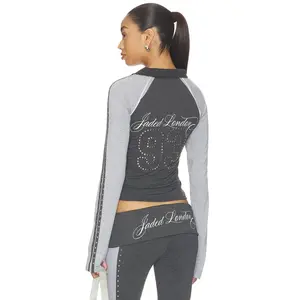 Jaded London Football Baby Tee Studded in Grey