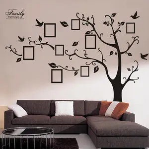 Large Family Tree Wall Deccor for Living Room, DIY Black Photo Frame Wall Decor Sticker Decal Art Décor for Living Room Home Decor(Black Tree)